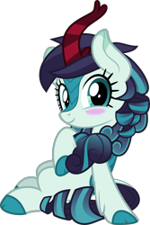 Size: 5227x7812 | Tagged: safe, artist:jhayarr23, coloratura, kirin, absurd resolution, blushing, cloven hooves, cute, female, kirin-ified, rara, rarabetes, simple background, sitting, smiling, solo, species swap, transparent background, vector