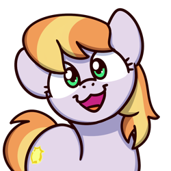 Size: 1000x1000 | Tagged: safe, artist:sugar morning, derpibooru import, copper top, earth pony, pony, bust, cat face, cat smile, cute, female, looking at you, mare, open mouth, simple background, smiling, solo, sugar morning's smiling ponies, transparent background