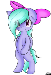 Size: 2000x2930 | Tagged: safe, artist:freefraq, flitter, pony, semi-anthro, :t, bipedal, bow, cute, fluffy, hair bow, looking at you, simple background, smiling, solo, transparent background