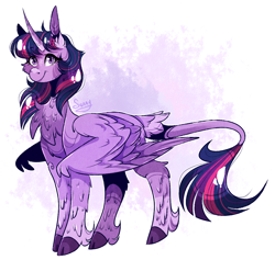 Size: 1046x991 | Tagged: safe, artist:manella-art, derpibooru import, twilight sparkle, twilight sparkle (alicorn), alicorn, pony, cheek fluff, chest fluff, cloven hooves, ear fluff, female, fluffy, leg fluff, leonine tail, mare, solo, unshorn fetlocks