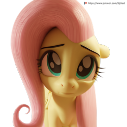 Size: 2048x2048 | Tagged: safe, artist:therealdjthed, fluttershy, pegasus, pony, 3d, 3d model, blender, cute, cycles, cycles render, female, mare, model:djthed, patreon, patreon logo, shyabetes, simple background, solo, transparent background