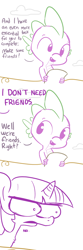 Size: 792x2376 | Tagged: safe, artist:tjpones, spike, twilight sparkle, dragon, friendship is magic, comic, meme, no, rude, simple background, sketch, special eyes, twibitch sparkle, white background