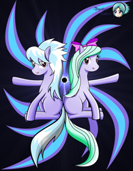 Size: 2496x3200 | Tagged: safe, artist:darkengales, cloudchaser, flitter, pegasus, pony, female, hair bow, mare, smiling, wings