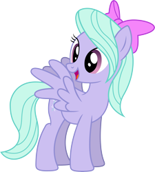 Size: 9012x10000 | Tagged: safe, artist:the-aziz, flitter, pegasus, pony, hurricane fluttershy, absurd resolution, bow, cute, female, looking back, mare, simple background, solo, spread wings, transparent background, vector, wings