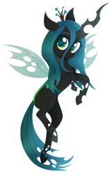 Size: 3868x6000 | Tagged: safe, artist:belka-sempai, queen chrysalis, changeling, changeling queen, absurd resolution, cute, cutealis, female, looking at you, rearing, simple background, smiling, solo, stray strand, three quarter view, transparent background