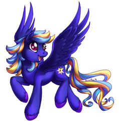 Size: 600x632 | Tagged: safe, artist:shinepawpony, oc, oc only, oc:evening song, multicolored hair, red eyes, solo