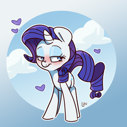 Size: 1500x1500 | Tagged: safe, artist:lou, derpibooru import, rarity, pony, unicorn, blushing, cloud, eyeshadow, female, heart, lidded eyes, makeup, mare, solo