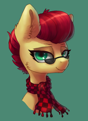 Size: 1200x1654 | Tagged: safe, artist:orchidpony, oc, oc:aces high, earth pony, pony, bust, clothes, scarf, solo