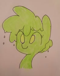 Size: 995x1262 | Tagged: safe, artist:tjpones, oc, oc only, oc:goobie, goo, goo pony, original species, pony, bust, dripping, portrait, solo, traditional art