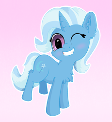 Size: 1530x1656 | Tagged: safe, artist:yelowcrom, derpibooru import, trixie, pony, unicorn, cheek fluff, chest fluff, cute, ear fluff, female, looking at you, mare, one eye closed, solo, wink