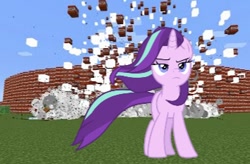 Size: 354x232 | Tagged: safe, starlight glimmer, pony, the ending of the end, cool guys don't look at explosions, exploitable meme, explosion, explosives, meme, minecraft, starlight glimmer in places she shouldn't be, tnt