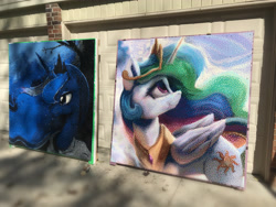 Size: 4032x3024 | Tagged: safe, artist:johnjoseco, artist:keenkris, artist:vanillaghosties, princess celestia, princess luna, alicorn, pony, craft, female, high res, irl, lego, mare, mosaic, photo