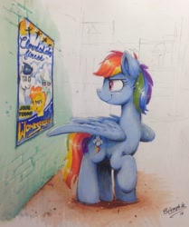 Size: 2195x2628 | Tagged: safe, artist:selenophile, fleetfoot, rainbow dash, soarin', spitfire, pegasus, pony, backwards cutie mark, determined, raised hoof, traditional art, wonderbolts