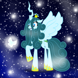 Size: 1000x1000 | Tagged: safe, alternate version, artist:dashiesparkle, artist:katya, edit, queen chrysalis, changeling, changeling queen, alternate design, alternate hairstyle, alternate timeline, alternate universe, reformed