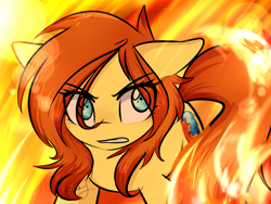 Size: 1600x1200 | Tagged: safe, artist:sugarberry, angry, browser ponies, fire, firefox, ponified, solo