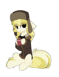 Size: 936x1224 | Tagged: safe, artist:little-sketches, derpibooru import, march gustysnows, earth pony, pony, clothes, coat, female, hat, mare, simple background, ushanka, white background