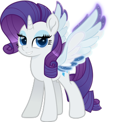 Size: 5000x5295 | Tagged: safe, artist:n0kkun, derpibooru import, rarity, alicorn, pony, unicorn, rainbow roadtrip, alicornified, colored wings, female, mare, multicolored wings, race swap, rainbow wings, raricorn, simple background, solo, transparent background, wings