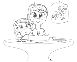 Size: 1280x1032 | Tagged: safe, artist:pabbley, pinkie pie, earth pony, pony, grayscale, inside out, joy (inside out), monochrome, parody, pixar, ponk, sadness (inside out), simple background