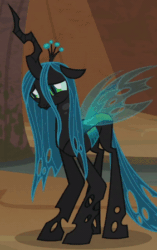 Size: 282x450 | Tagged: safe, edit, edited screencap, screencap, queen chrysalis, changeling, changeling queen, frenemies (episode), ..., acting, adorkable, animated, anxiety, avoiding eye contact, awkward, changelings in the comments, cropped, crown, cute, cutealis, dork, dorkalis, evil lair, fear, female, frown, gif, grogar's lair, insecure, jewelry, lair, looking away, loop, mare, nervous, out of character, out of context, precious, regalia, sad, sadorable, shy, silly, silly changeling, silly pony, solo, spread wings, standing, wings