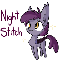 Size: 1280x1280 | Tagged: safe, artist:tjpones, oc, oc only, oc:night stitch, bat pony, pony, chest fluff, simple background, smiling, solo, sparkles, white background