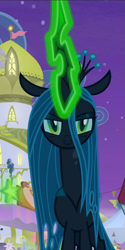 Size: 469x937 | Tagged: safe, screencap, lord tirek, queen chrysalis, changeling, changeling queen, the summer sun setback, cropped, glowing horn, horn, solo focus