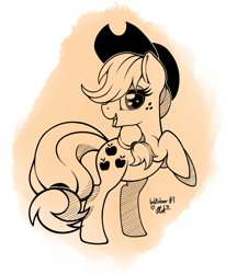 Size: 1280x1482 | Tagged: safe, artist:ratofdrawn, applejack, earth pony, pony, female, inktober, mare, solo