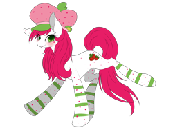 Size: 2256x1700 | Tagged: safe, artist:mizu-kumi, derpibooru import, earth pony, pony, clothes, crossover, hat, ponified, socks, stockings, strawberry shortcake, strawberry shortcake (character), thigh highs