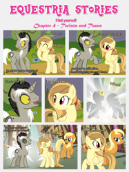 Size: 1800x2409 | Tagged: safe, artist:estories, apple cobbler, discord, oc, oc:alice goldenfeather, comic:find yourself, apple family member, comic, pony discord, teleportation