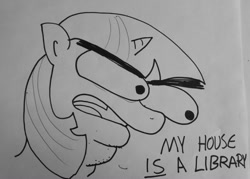 Size: 1280x918 | Tagged: safe, artist:tjpones, twilight sparkle, twilight sparkle (alicorn), alicorn, pony, implied fluttershy, lineart, meme, monochrome, multichin, solo, special eyes, traditional art, twibitch sparkle