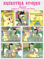 Size: 1800x2409 | Tagged: safe, artist:estories, derpy hooves, discord, minuette, royal riff, oc, oc:alice goldenfeather, pegasus, pony, comic:find yourself, comic, female, mare, pony discord