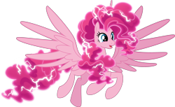 Size: 4000x2445 | Tagged: safe, artist:orin331, derpibooru import, pinkie pie, alicorn, pony, alicornified, digital art, electricity, female, mare, pinkiecorn, race swap, simple background, smiling, solo, spread wings, transparent background, wings, xk-class end-of-the-world scenario