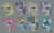 Size: 3000x1856 | Tagged: safe, artist:dawn-designs-art, derpibooru import, applejack, dj pon-3, fluttershy, octavia melody, pinkie pie, rainbow dash, rarity, twilight sparkle, vinyl scratch, earth pony, pegasus, pony, unicorn, abstract, abstract art, bust, digital art, eyes closed, gray background, mane six, modern art, portrait, simple background, swirls