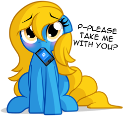 Size: 2269x2121 | Tagged: safe, artist:furrgroup, oc, oc only, oc:internet explorer, earth pony, pony, begging, blushing, bronybait, browser ponies, cellphone, cute, dialogue, female, floppy ears, internet explorer, internet explorer drama, looking at you, mouth hold, phone, ponified, sad, simple background, sitting, solo