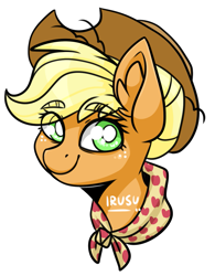 Size: 1121x1436 | Tagged: safe, artist:lrusu, derpibooru import, applejack, earth pony, pony, the last problem, applejack's hat, cowboy hat, female, freckles, granny smith's scarf, hat, mare, older, older applejack, simple background, solo, white background