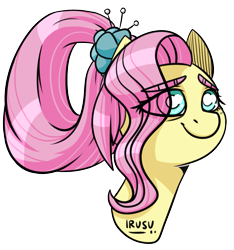 Size: 1315x1406 | Tagged: safe, artist:lrusu, derpibooru import, fluttershy, pegasus, pony, the last problem, bust, eye clipping through hair, female, mare, older, older fluttershy, portrait, simple background, smiling, solo, three quarter view, transparent background