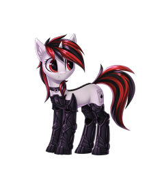 Size: 1704x1794 | Tagged: safe, artist:setharu, derpibooru import, oc, oc only, oc:blackjack, cyborg, pony, unicorn, fallout equestria, fallout equestria: project horizons, amputee, augmented, cyber legs, fanfic, fanfic art, female, hooves, horn, level 2 (project horizons), mare, prosthetic leg, prosthetic limb, prosthetics, simple background, solo, transparent background