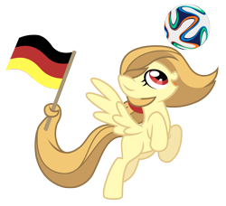 Size: 4222x3857 | Tagged: safe, artist:estories, oc, oc only, oc:alice goldenfeather, flag, football, germany, simple background, solo, transparent background, vector, world cup