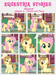 Size: 1800x2409 | Tagged: safe, artist:estories, fluttershy, oc, oc:alice goldenfeather, pegasus, pony, comic:find yourself, comic