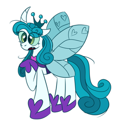 Size: 1000x1000 | Tagged: safe, artist:rubyg242, queen chrysalis, changedling, changeling, changeling queen, a better ending for chrysalis, cute, cutealis, female, hoof shoes, jewelry, purified chrysalis, regalia, simple background, solo, white background