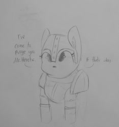 Size: 1064x1137 | Tagged: safe, artist:tjpones, fluttershy, pegasus, pony, armor, female, if that's okay with you, mare, monochrome, sketch, solo