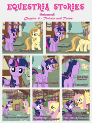 Size: 1800x2409 | Tagged: safe, artist:estories, fluttershy, twilight sparkle, twilight sparkle (alicorn), oc, oc:alice goldenfeather, alicorn, pegasus, pony, comic:find yourself, comic, female, mare