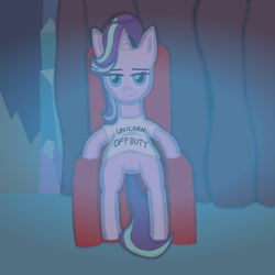 Size: 1200x1200 | Tagged: safe, artist:galacticham, starlight glimmer, pony, unicorn, clothes, shirt, sitting, solo, t-shirt, television