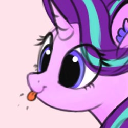 Size: 300x300 | Tagged: safe, artist:lollipony, derpibooru import, starlight glimmer, pony, unicorn, :p, cute, eye clipping through hair, female, glimmerbetes, mare, mlem, silly, simple background, solo, tongue out