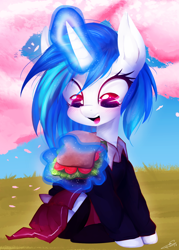 Size: 900x1259 | Tagged: safe, artist:chokico, dj pon-3, vinyl scratch, pony, unicorn, clothes, sandwich, uniform