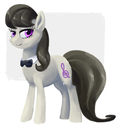 Size: 1140x1200 | Tagged: safe, artist:nightmare fuel, derpibooru exclusive, derpibooru import, octavia melody, earth pony, pony, bowtie, female, looking at you, mare, simple background, smiling, solo, white background