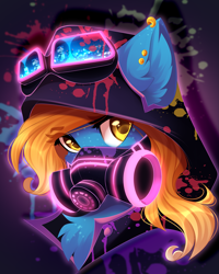 Size: 2585x3225 | Tagged: safe, artist:airiniblock, derpibooru import, oc, oc only, earth pony, pony, clothes, commission, female, gas mask, high res, hoodie, mare, mask, solo, steampunk, visor