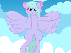 Size: 1600x1200 | Tagged: safe, artist:twalot, flitter, pegasus, pony, female, hair bow, mare, smiling, solo, wings