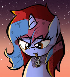 Size: 1000x1098 | Tagged: safe, artist:labba94, oc, oc only, oc:starlight dazzle, pony, unicorn, macro, micro, mouth, stars