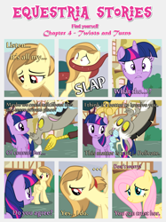 Size: 1800x2409 | Tagged: safe, artist:estories, discord, fluttershy, twilight sparkle, oc, oc:alice goldenfeather, alicorn, pegasus, pony, comic:find yourself, comic