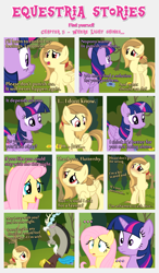 Size: 1800x3090 | Tagged: safe, artist:estories, discord, fluttershy, twilight sparkle, twilight sparkle (alicorn), oc, oc:alice goldenfeather, alicorn, pegasus, pony, comic:find yourself, comic, female, mare